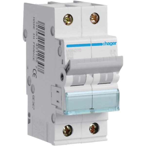 Hager Leitungsschutzschalter 2pol. B-10A, 6kA MBN210